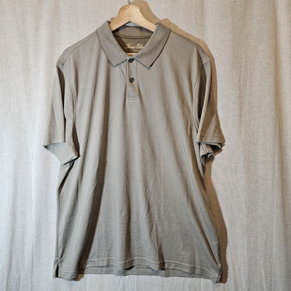 Tasso Elba Polo Shirt Men’s XL Beige Short Sleeve Supima Cotton Collared